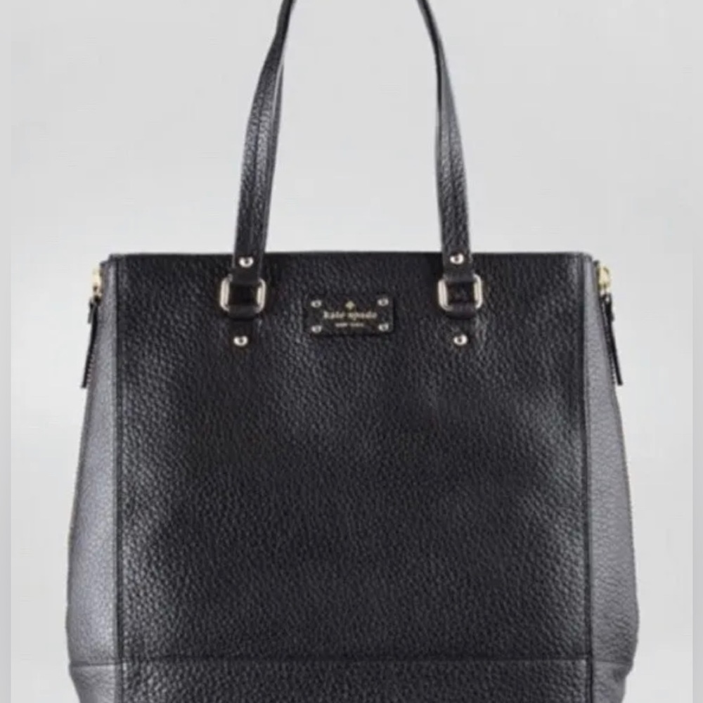 Kate Spade Large Black Pebbled Leather Tote Purse Thea Handbag